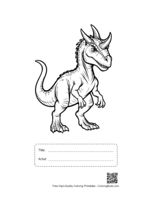 Thumbnail: Fierce Cartoon Triceratops Roaring Printable with Title and Artist Box