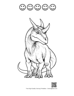 Thumbnail: Fierce Triceratops Line Art Printable and 5 Happy Face Outline