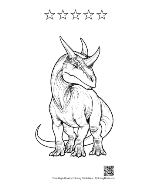 Thumbnail: Fierce Triceratops Line Art Printable and 5 Star Outline