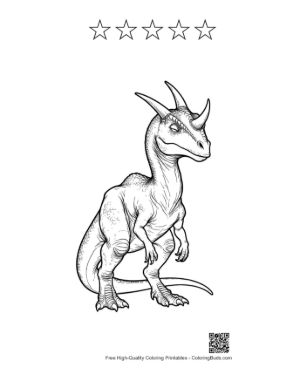 Thumbnail: Fierce Triceratops Line Art Printable and 5 Star Outline