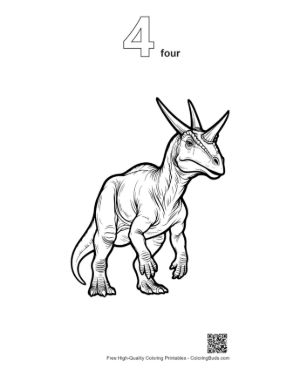 Thumbnail: Fierce Triceratops Stands Boldly Printable Outline Number 4