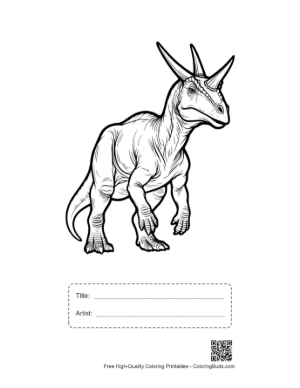 Thumbnail: Fierce Triceratops Stands Boldly Printable with Title and Artist Box
