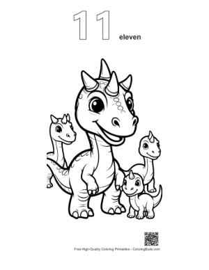 Thumbnail: Happy Triceratops Family Coloring Page Printable Outline Number 11