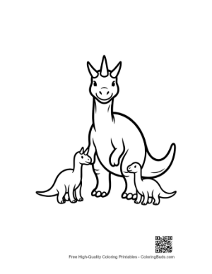 Thumbnail: Happy Triceratops Family with Babies