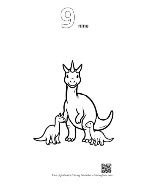 Thumbnail: Happy Triceratops Family with Babies Printable Outline Number 9