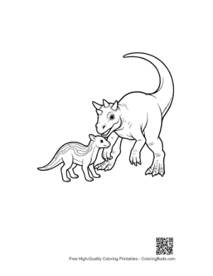 Thumbnail: Mama Triceratops Nuzzling Baby Dino