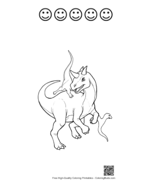 Thumbnail: Playful Triceratops Family Outline Printable and 5 Happy Face Outline