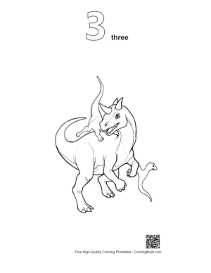 Thumbnail: Playful Triceratops Family Outline Printable Outline Number 3