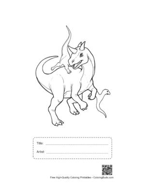 Thumbnail: Playful Triceratops Family Outline Printable with Title and Artist Box