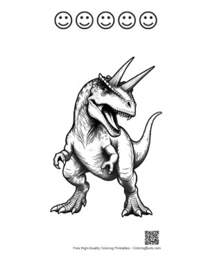 Thumbnail: Roaring Ferocious Triceratops Dino Printable and 5 Happy Face Outline