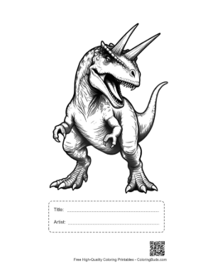 Thumbnail: Roaring Ferocious Triceratops Dino Printable with Title and Artist Box