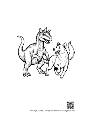 Thumbnail: Triceratops and Husky Playing Together