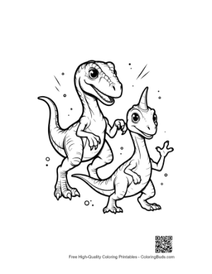 Thumbnail: Adorable Raptor Dino Duo Dancing Joyfully