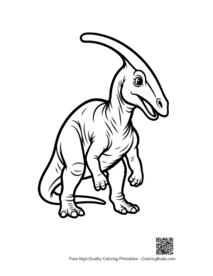 Thumbnail: Cute Cartoon Parasaurolophus Standing Playfully