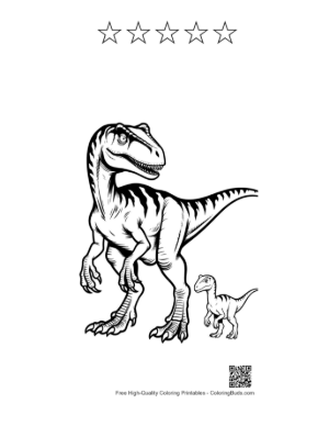 Thumbnail: Fierce Velociraptor and Baby Dino Outline Printable and 5 Star Outline