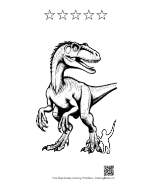 Thumbnail: Fierce Velociraptor Roars with Tiny Dino Pal Printable and 5 Star Outline