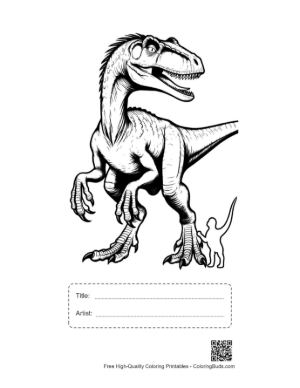Thumbnail: Fierce Velociraptor Roars with Tiny Dino Pal Printable with Title and Artist Box