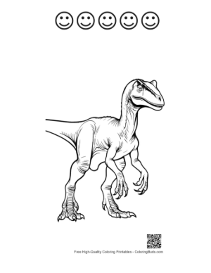 Thumbnail: Fierce Velociraptor Stalking Prey Printable and 5 Happy Face Outline