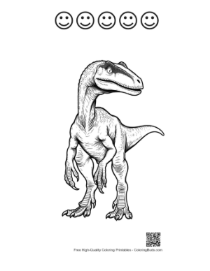 Thumbnail: Fierce Velociraptor Stalking Prey Printable and 5 Happy Face Outline