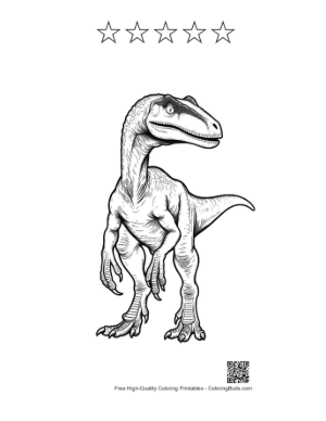 Thumbnail: Fierce Velociraptor Stalking Prey Printable and 5 Star Outline