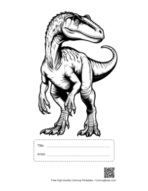 Thumbnail: Fierce Velociraptor Stance Printable with Title and Artist Box