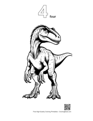 Thumbnail: Fierce Velociraptor Standing Tall Printable Outline Number 4