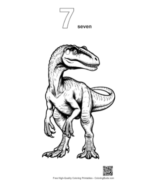 Thumbnail: Fierce Velociraptor Standing Tall Printable Outline Number 7