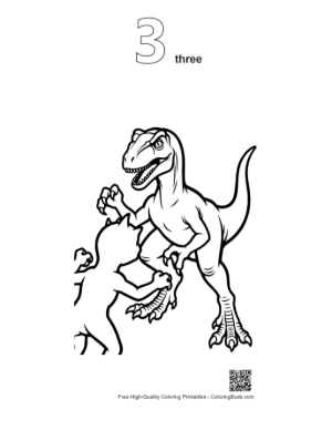 Thumbnail: Fierce Velociraptor vs Claw-Raised Cat Clash Printable Outline Number 3