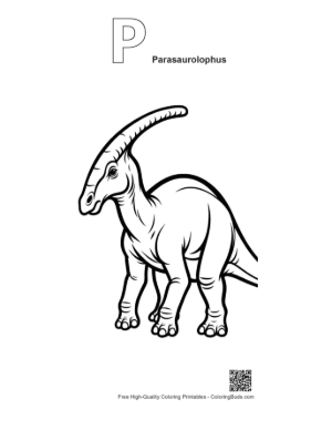 Thumbnail: Graceful Parasaurolophus Dinosaur Outline Printable Outline Alphabet P Parasaurolophus
