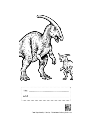 Thumbnail: Mother Parasaurolophus Calls with Baby Printable with Title and Artist Box
