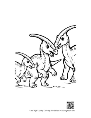 Thumbnail: Playful Parasaurolophus Family Outlines