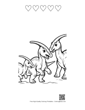 Thumbnail: Playful Parasaurolophus Family Outlines Printable and 5 Heart Outline