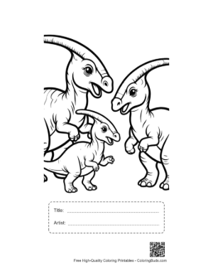 Thumbnail: Playful Parasaurolophus Family Printable with Title and Artist Box