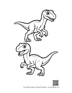 Thumbnail: Two Cute Velociraptor Coloring Pages
