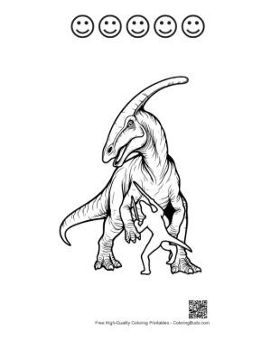 Thumbnail: Velociraptor Assaults Parasaurolophus Printable and 5 Happy Face Outline