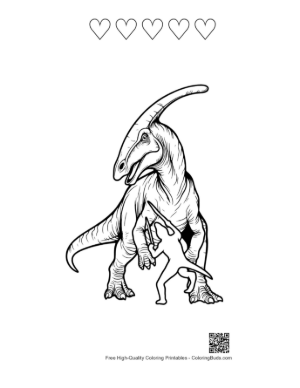Thumbnail: Velociraptor Assaults Parasaurolophus Printable and 5 Heart Outline
