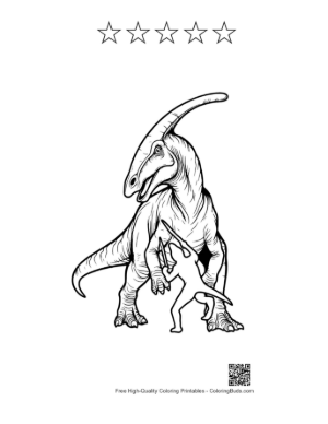 Thumbnail: Velociraptor Assaults Parasaurolophus Printable and 5 Star Outline