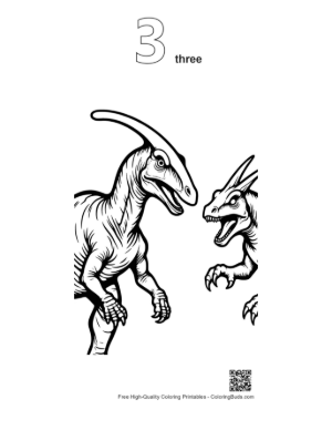 Thumbnail: Velociraptor Lunges at Parasaurolophus Printable Outline Number 3