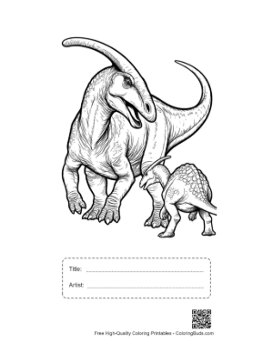 Thumbnail: Vigilant Parasaurolophus Mother and Calf Printable with Title and Artist Box