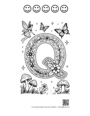 Thumbnail: Autumn Mushroom Letter Q Forest Floor Printable and 5 Happy Face Outline