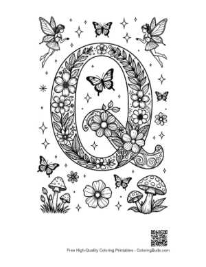 Thumbnail: Cosmic Galaxy Letter Q with Stars Printable