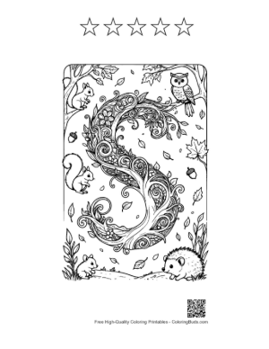 Thumbnail: Cozy Hedgehog Letter S Woodland Scene Printable and 5 Star Outline