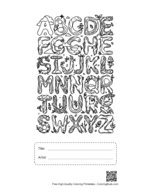 Thumbnail: Cute Letter A-Z Coloring Sheet Printable with Title and Artist Box