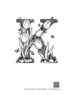 Thumbnail: Elegant Tulip Flower Letter K Art Printable