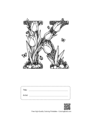 Thumbnail: Elegant Tulip Flower Letter K Art Printable with Title and Artist Box