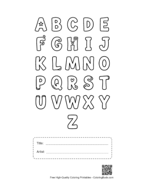 Thumbnail: English Alphabet Coloring Book PDF Free Download Printable with Title and Artist Box