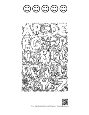 Thumbnail: Floral Alphabet Letters A-Z Mandala Style Printable and 5 Happy Face Outline