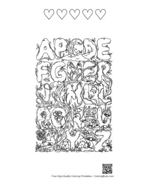 Thumbnail: Floral Alphabet Letters A-Z Mandala Style Printable and 5 Heart Outline
