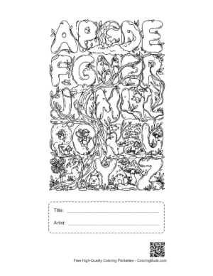 Thumbnail: Floral Alphabet Letters A-Z Mandala Style Printable with Title and Artist Box