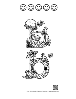 Thumbnail: Free Letter A-Z Coloring Sheet Printable with 5 Happy Face Outlines